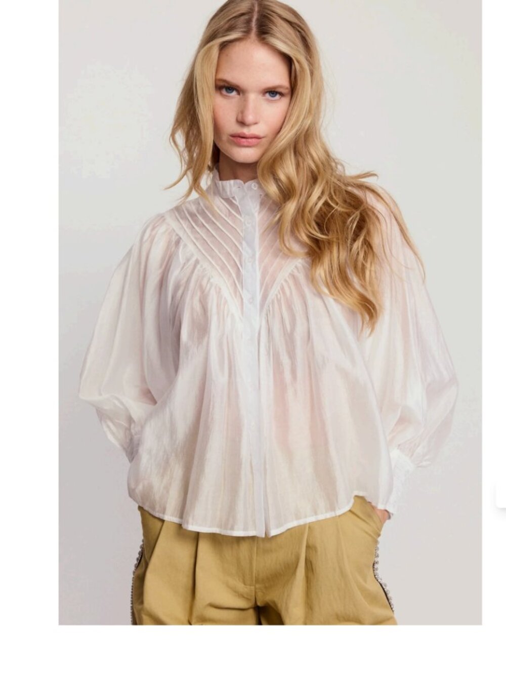 The Shirt by Rochelle Behrens The Shiv Peasant Ruffled Shirt White Sz XS